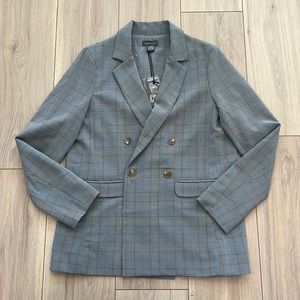 NWT Sans Souci Double Breasted Plaid Jacket
